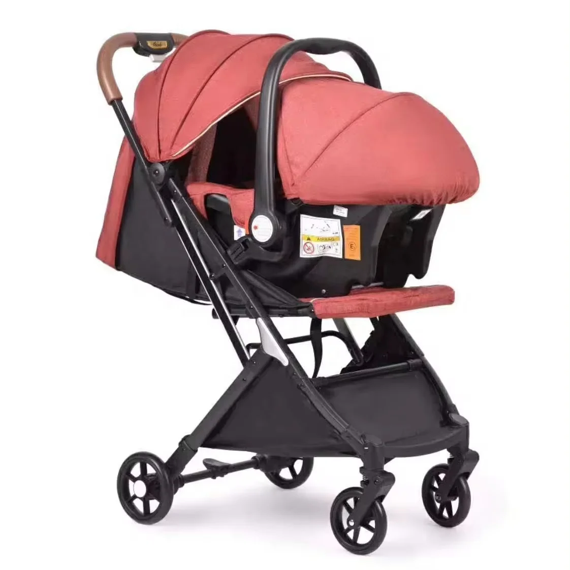 New Convenient Folding Baby Stroller with Linen Car Seat Plastic and Steel Frame EVA Wheels for 0-3 Years