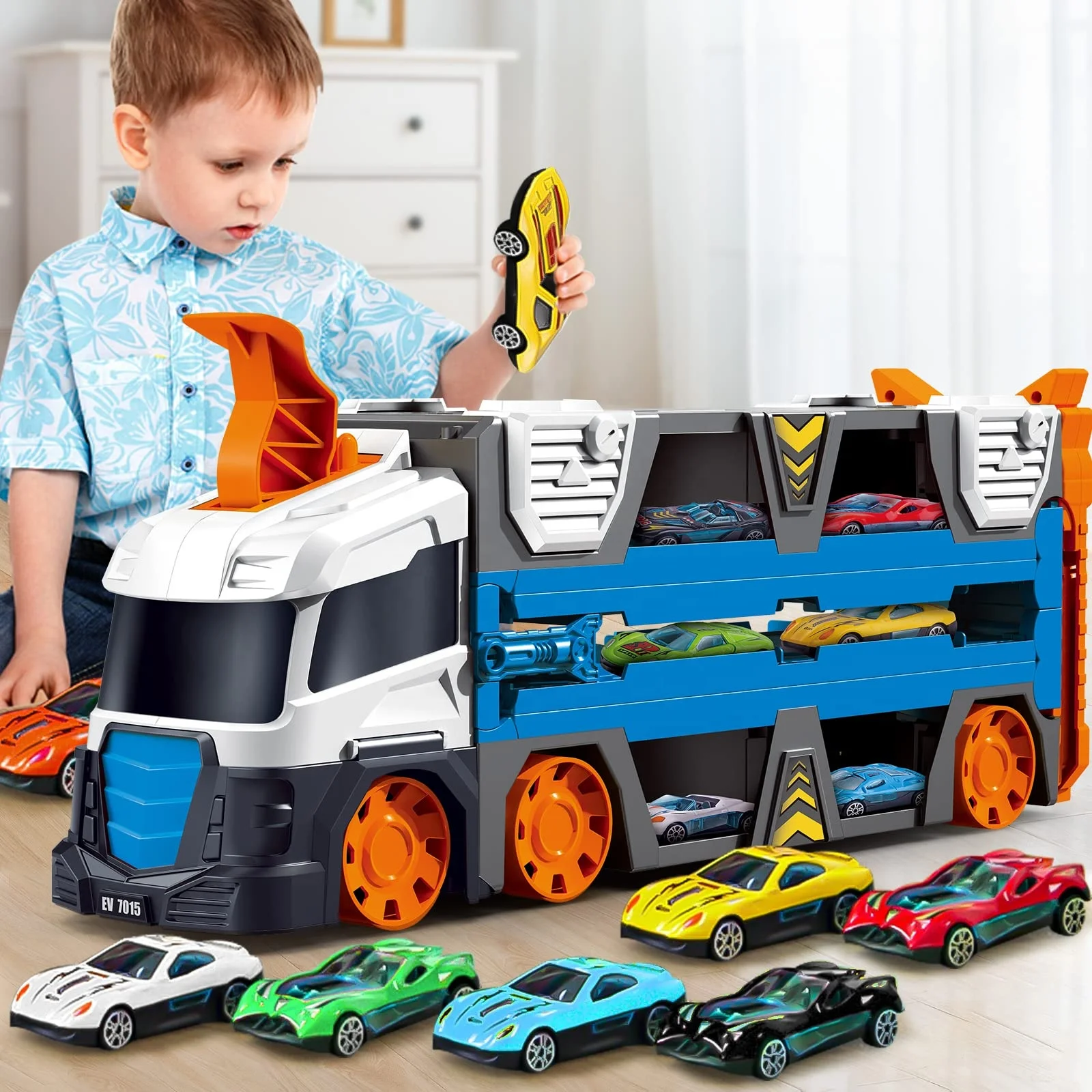 two track racing car large transport cars carrier set truck toys toy truck transport carrier car for kids