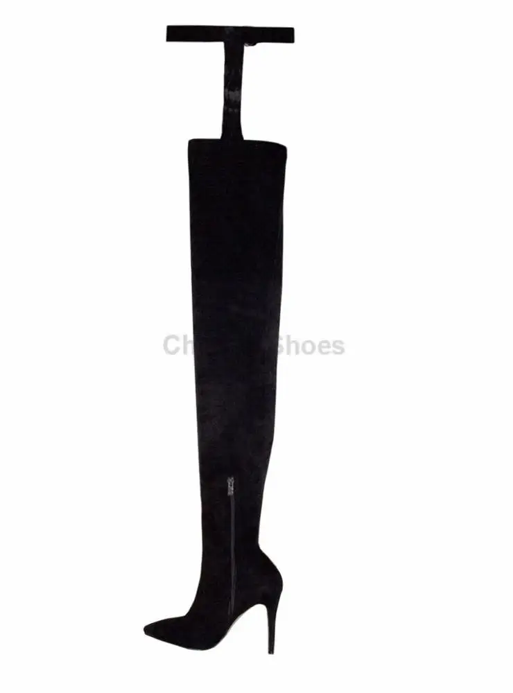 Wholesale pointed toe belt thigh high high heel boots for women Sex over Knee Boots Girls stiletto heels suede over knee boots