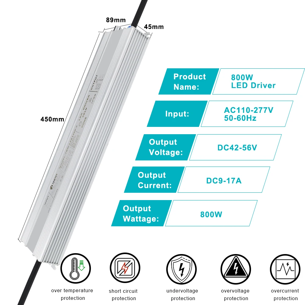 Custom Constant Current Waterproof Led Driver 800w Dc 28-56v 9-17A Led Transformer LED Power Supply