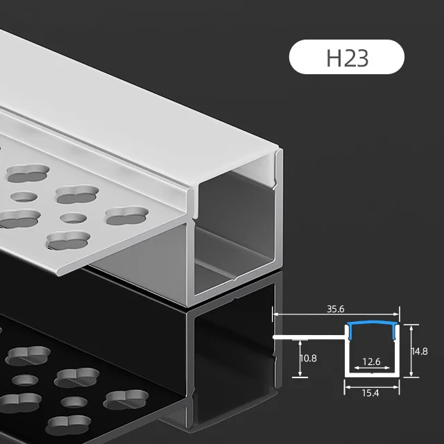 H23 For Ceiling  Linear Light Aluminum Profile Channel Extrusion Heat Sink PC Diffuser Cove Recessed LED Aluminium Profile