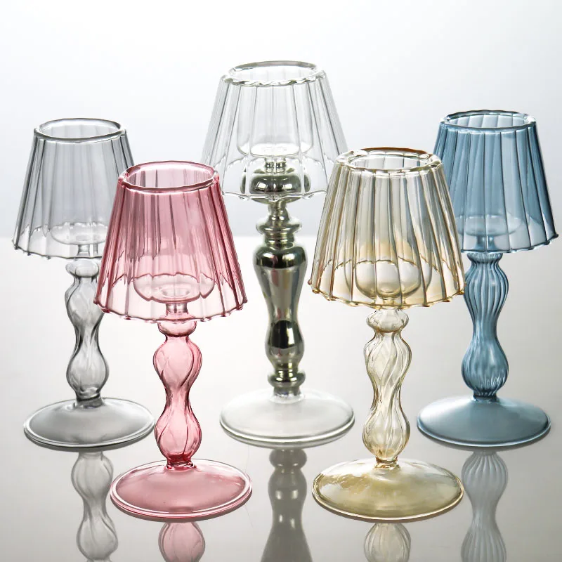 European lamp type candle holder luxury table lamp glass candle holder for home decoration