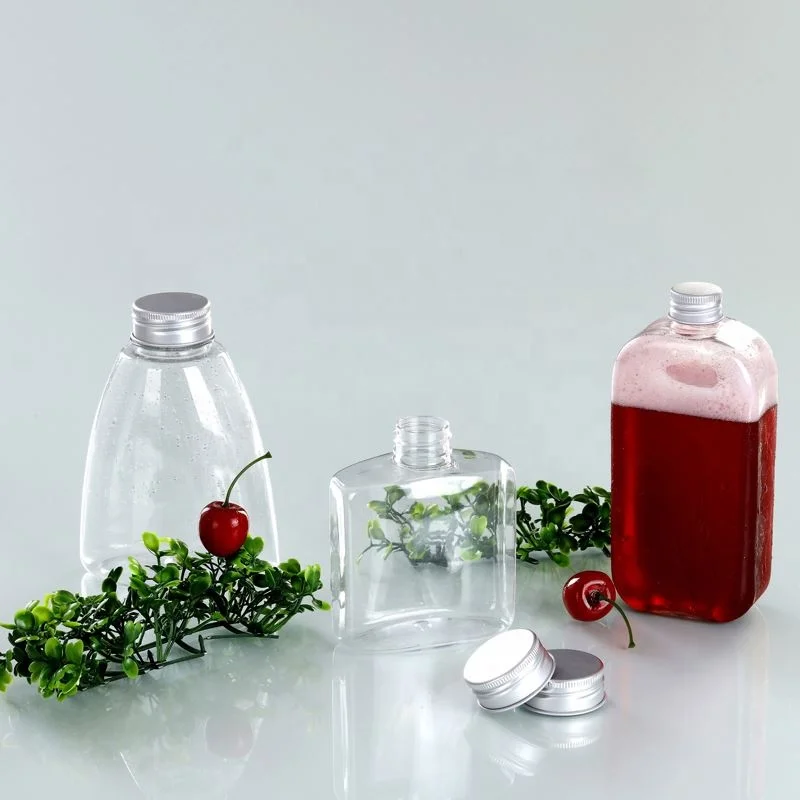 250ml 200ml 500ml pet customized clear biodegradable plastic juice bottles