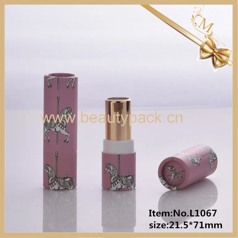 Low MOQ 3D Printing Empty Kraft Paper Card Board Pink Carton 12.7mm Lipstick Tube