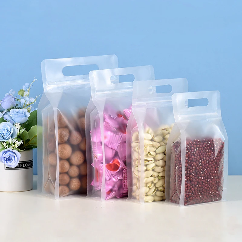 Matte Frosting Moisture-Proof Transparent Poly Zipper Bag Food Grade PP for Rice Cereal Flat Bottom Reusable Coffee Bag
