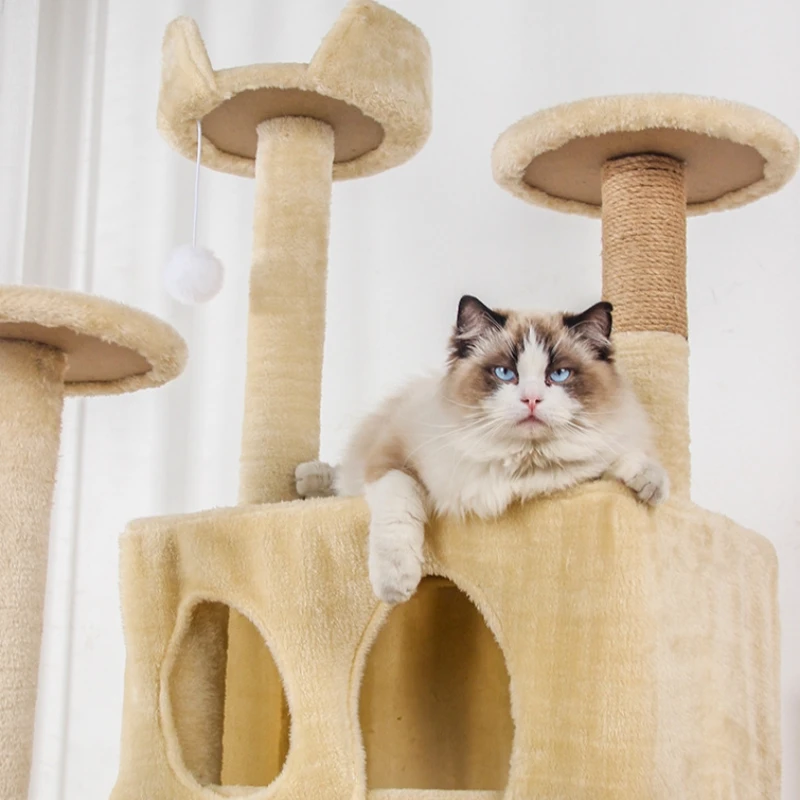 Multi-level Luxury Cat Climbing Frame Scratching Post Sisal Indoor Non-occupying Jump Platforms Stable Large Cat Climbing Tower