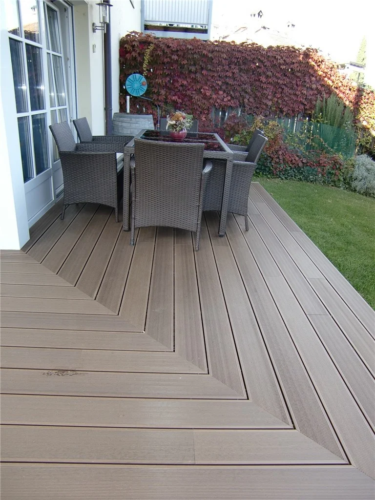 2024  popular anti-slip  Hollow wpc decking floor wpc composite decking plastic eco wood deck merbau look