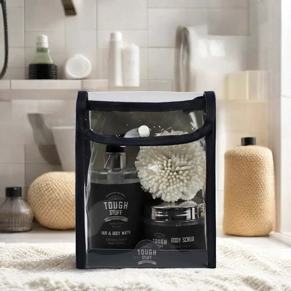 Custom Bath and Body Care Set for Men Natural Fragrance Hair Body Wash Exfoliating Body Scrub Moisturizing Cleansing