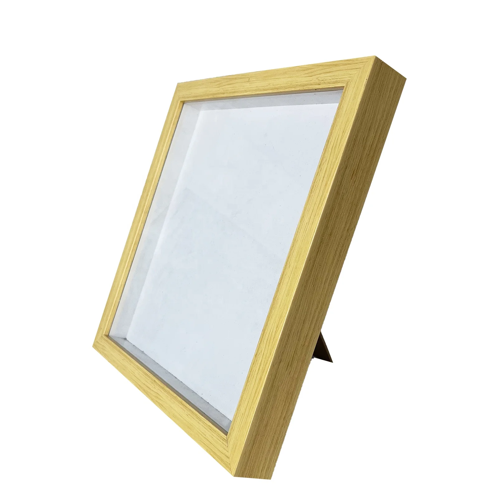 wholesale simple square plastic 8x8 inch tabletop teak wood 3D deep shadow box frame