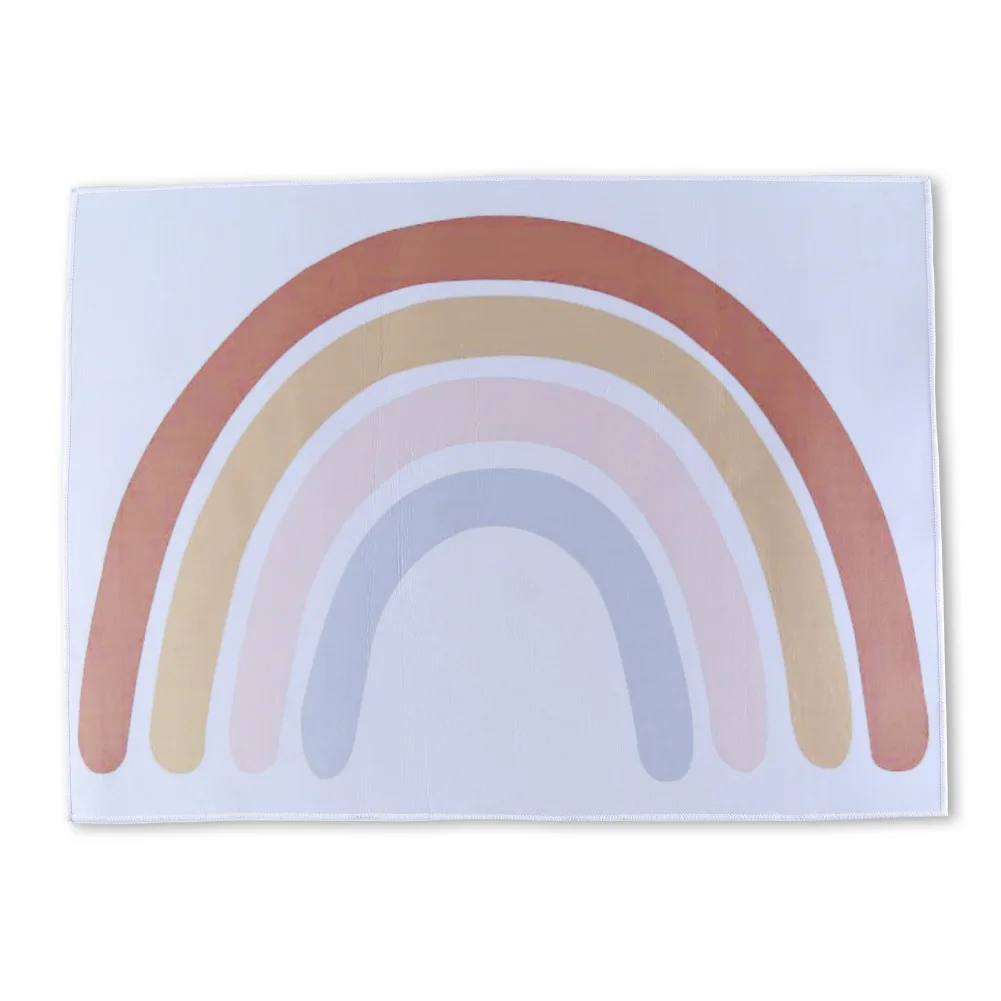 
High quality fast delivery cheap price rainbow pattern square floor carpet baby play game mat 