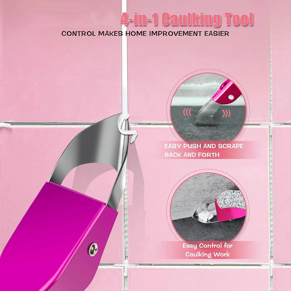 New Factory sales 4 in 1 Sealant Finishing Tool Stainless Steel Caulk Remover Tool with 5 Silicone Squeegee set