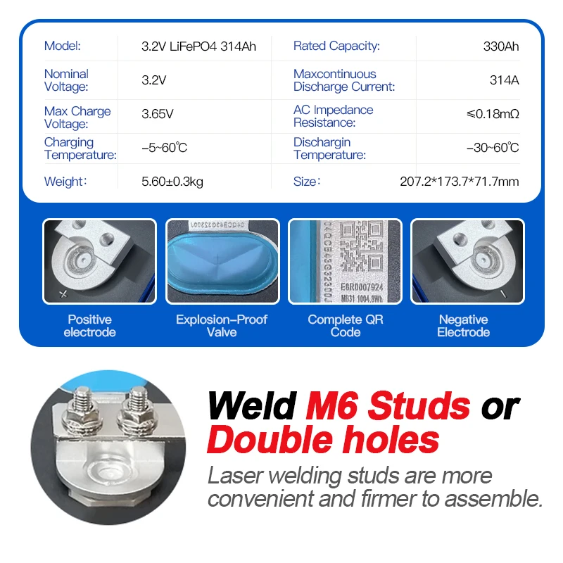 HSEV Grade A 3.2V 314Ah LiFePO4 Cell MB31 314Ah lifepo4 battery cell max 330ah ifepo4 akku for 48V 51.2V Solar storage system
