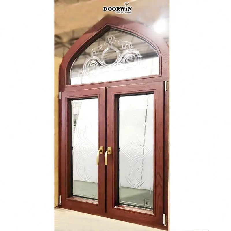 Texas NFRC Certification Solid Wood Arched Design Window with Colonial Bars Arched wooden door and window frame design