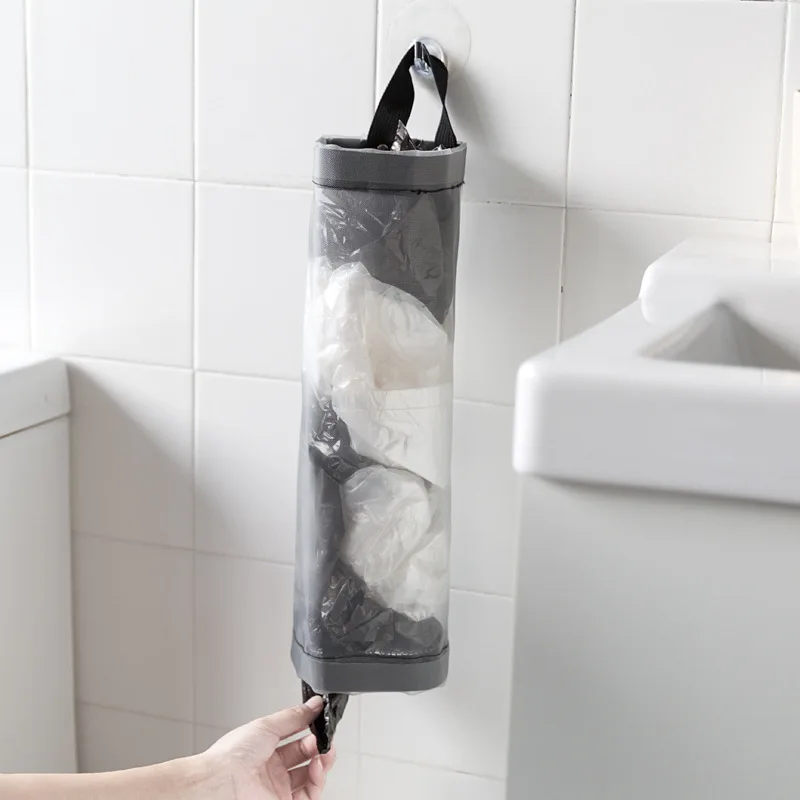 Household Foldable Mesh Holder  For Washable Grocery Bags and Kitchen Trash Bags Hanging Storage for Closet Organizing Tools