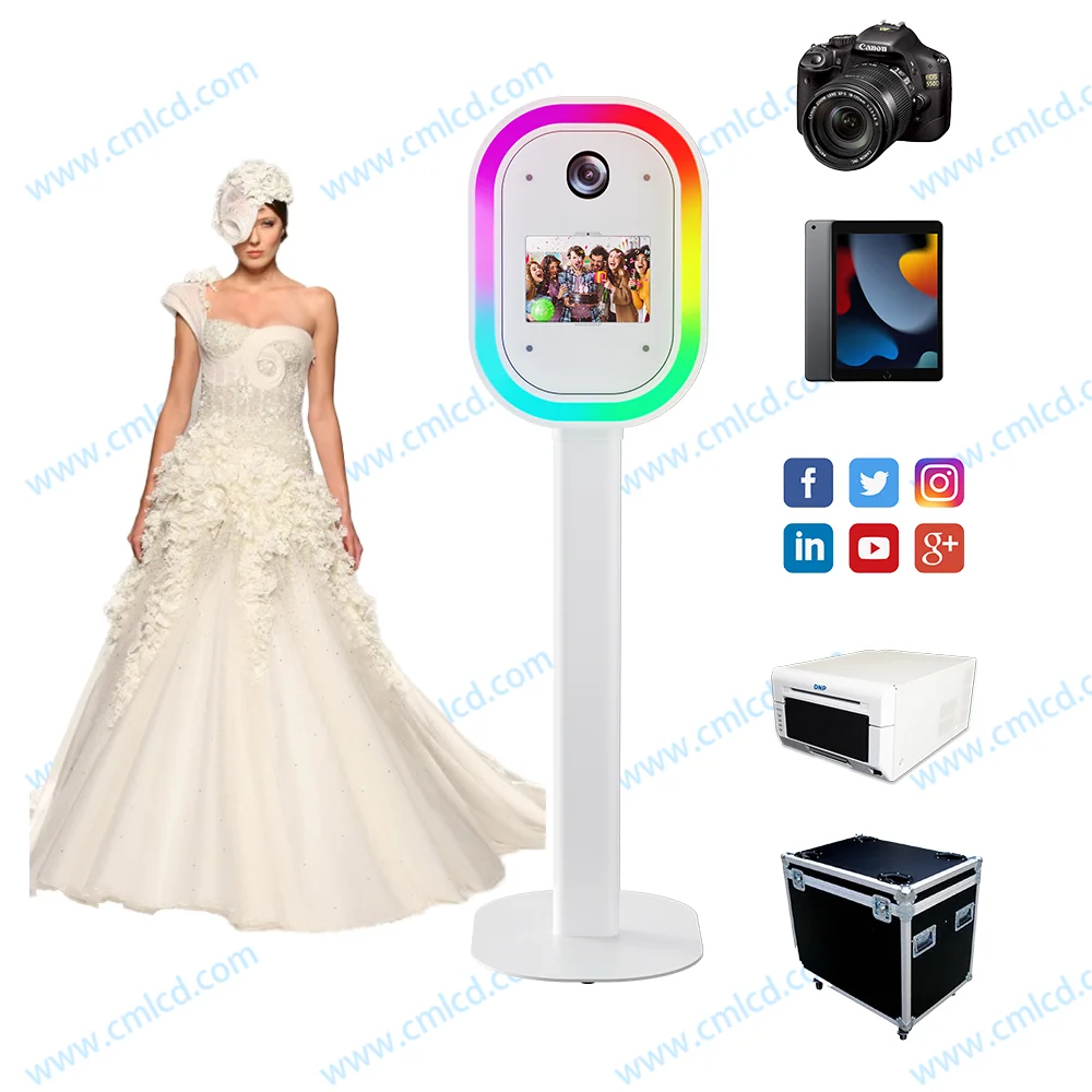 Good Quality photobooth Shell Oval Faceplate Photo Booth with led lights for Wedding Party photobooth with led lights