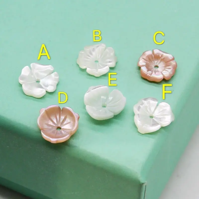 10mm Middle drilled shell accessories beads mother of pearls white pink shell flower for DIY earrings jewelry