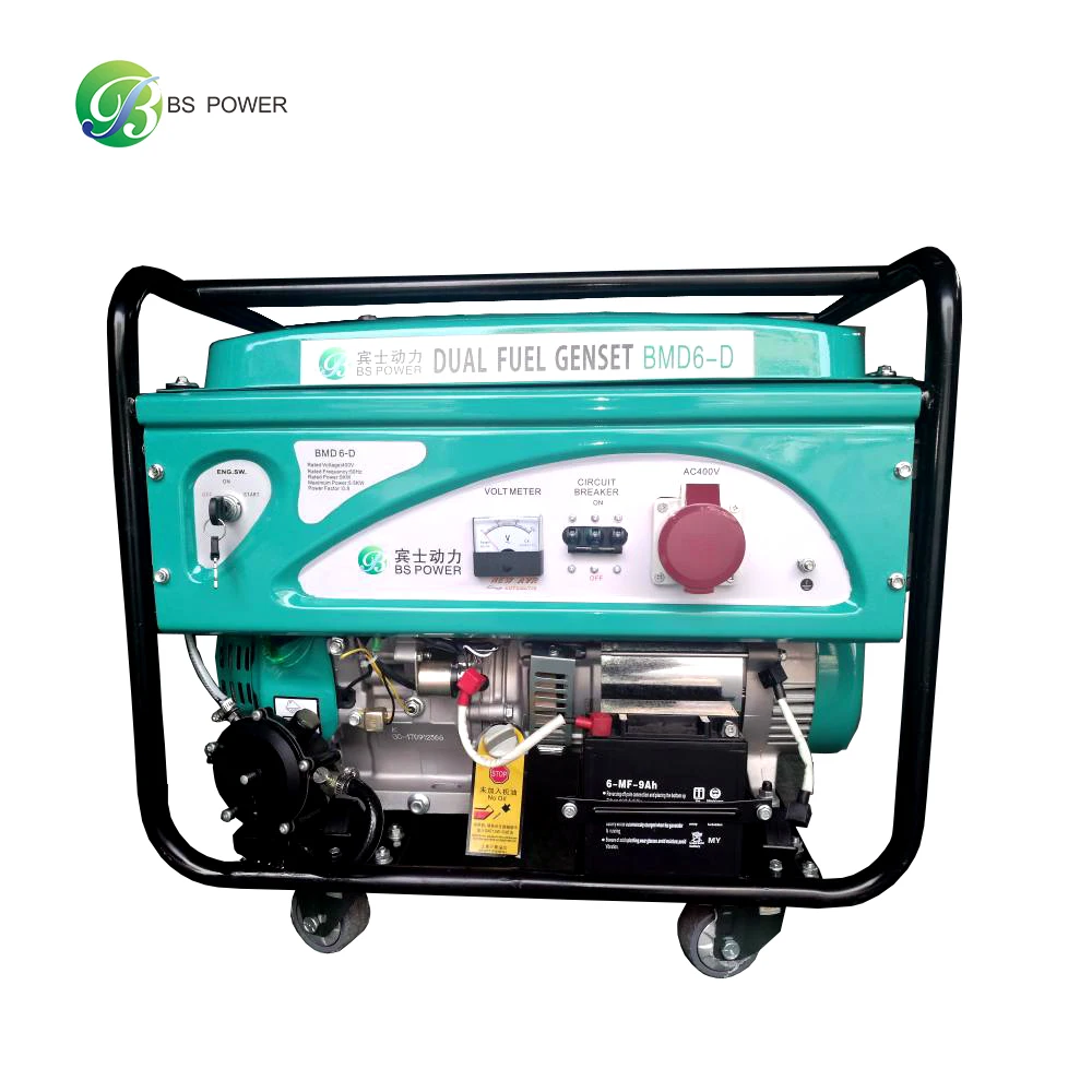 Hot Selling 5KW 6KVA Portable Gasoline Dual-fuel LPG LNG Gas Generator