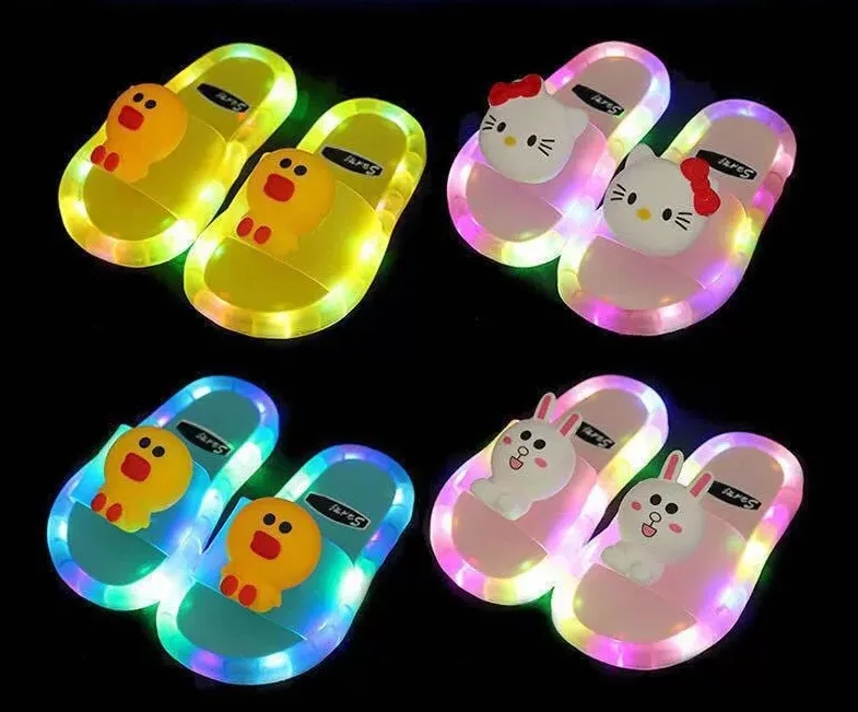 
children kids light up slippers LED Flash Light Outdoor Smiling Face Daisy Flower Slippers Kids Billowing 