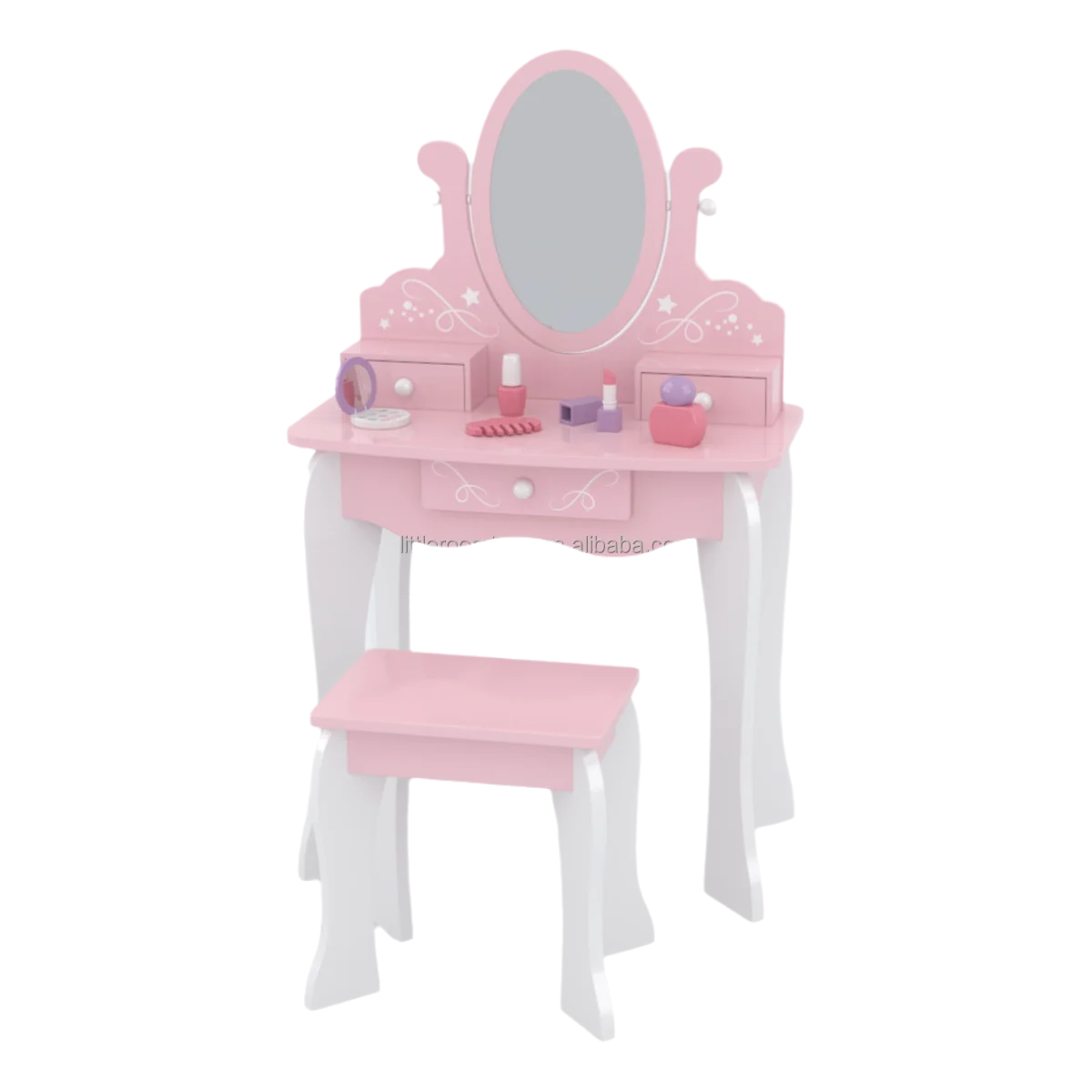 Littleroom Girls Princess Makeup Wooden Dressing Table Home Pretend Simulation Kids Beauty Fashion wood toys Toddler Role Play