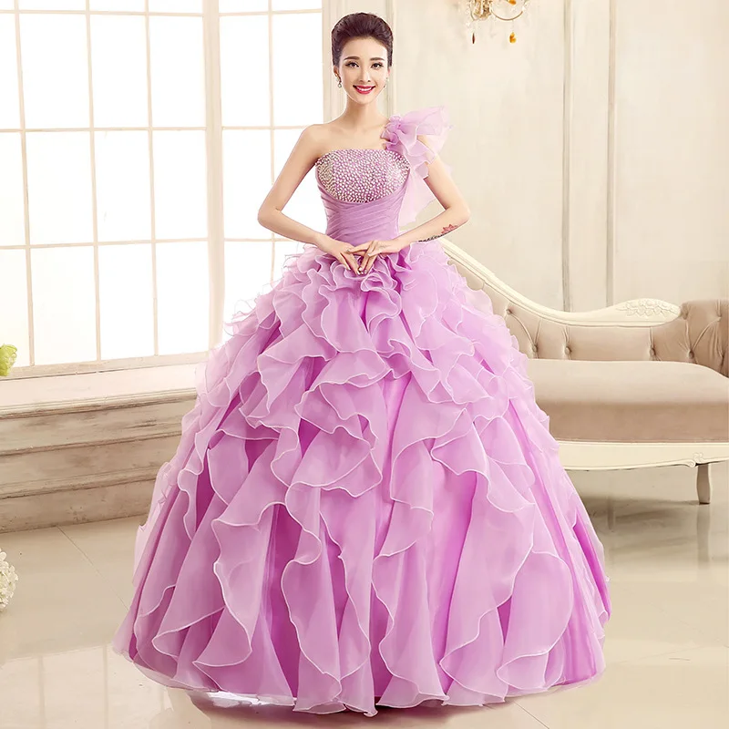 Plus Size 4 Colors Bridal Lace Organza Tutu Wedding Dress Bridal Gowns Performance Dress