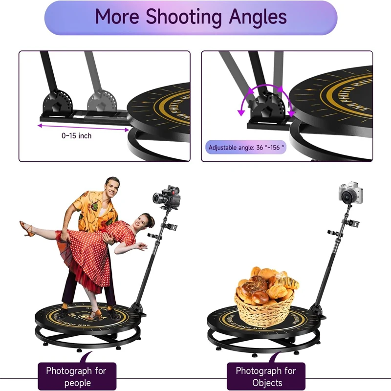 Samidisplay Portable Photobooth Purchase Automatic Wireless 115Cm Rotating Selfie 360 Photo Booth for Wedding Party