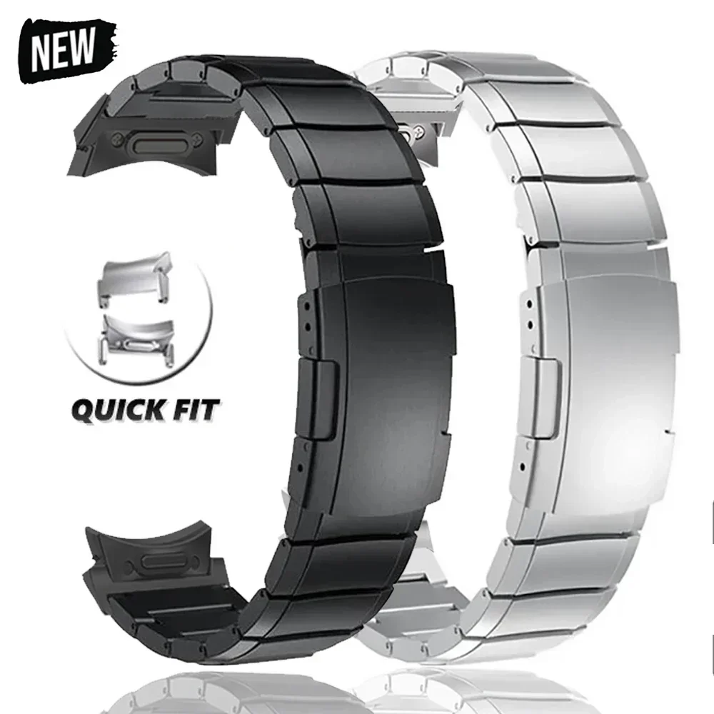 CAOWTAN Stainless Steel No Gaps Band for Samsung Galaxy Watch 6 Classic 47mm 43mm Metal Link Bracelet 4 5 Pro 20mm 22mm