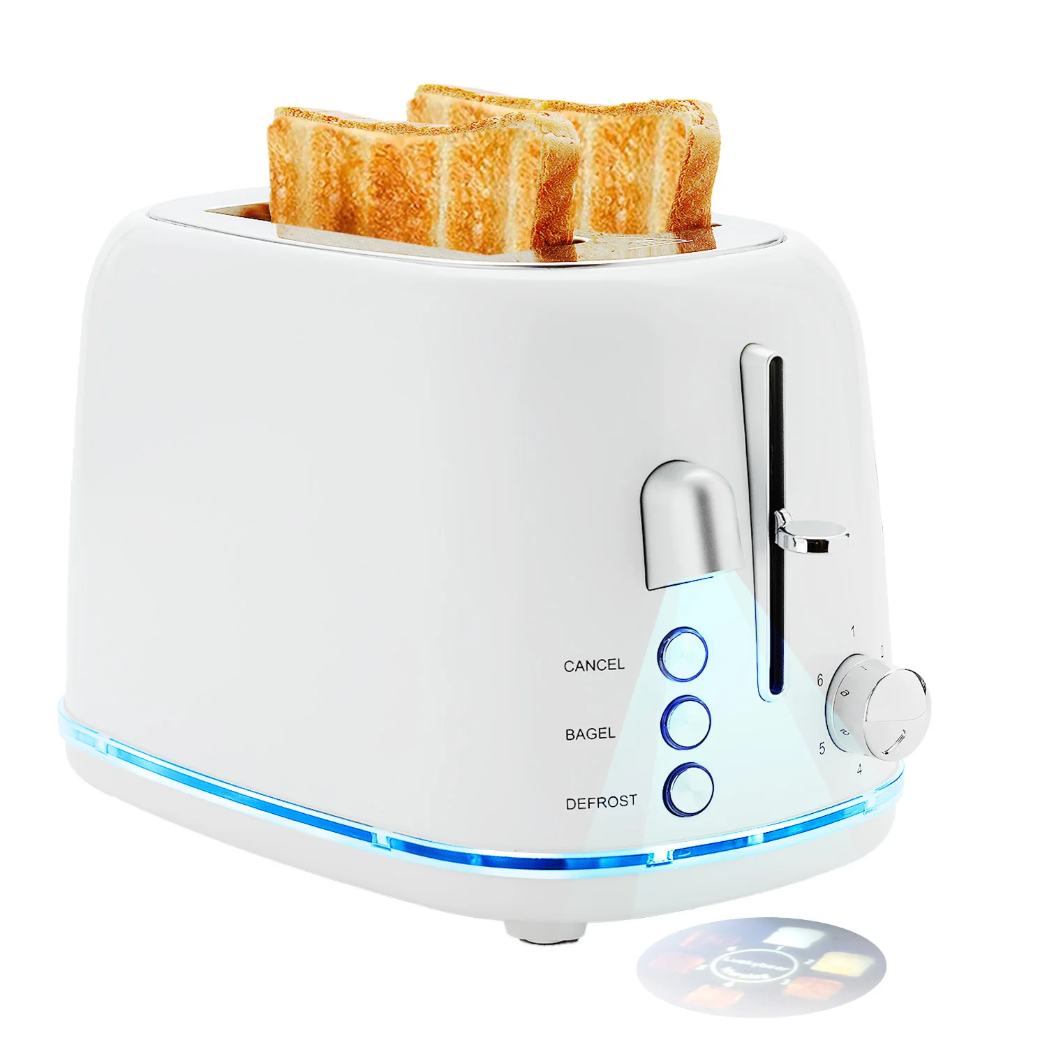 Toaster 2 Slice, Projection Toasters with Bagel, Cancel, Defrost Function and 6 Bread Shade Settings