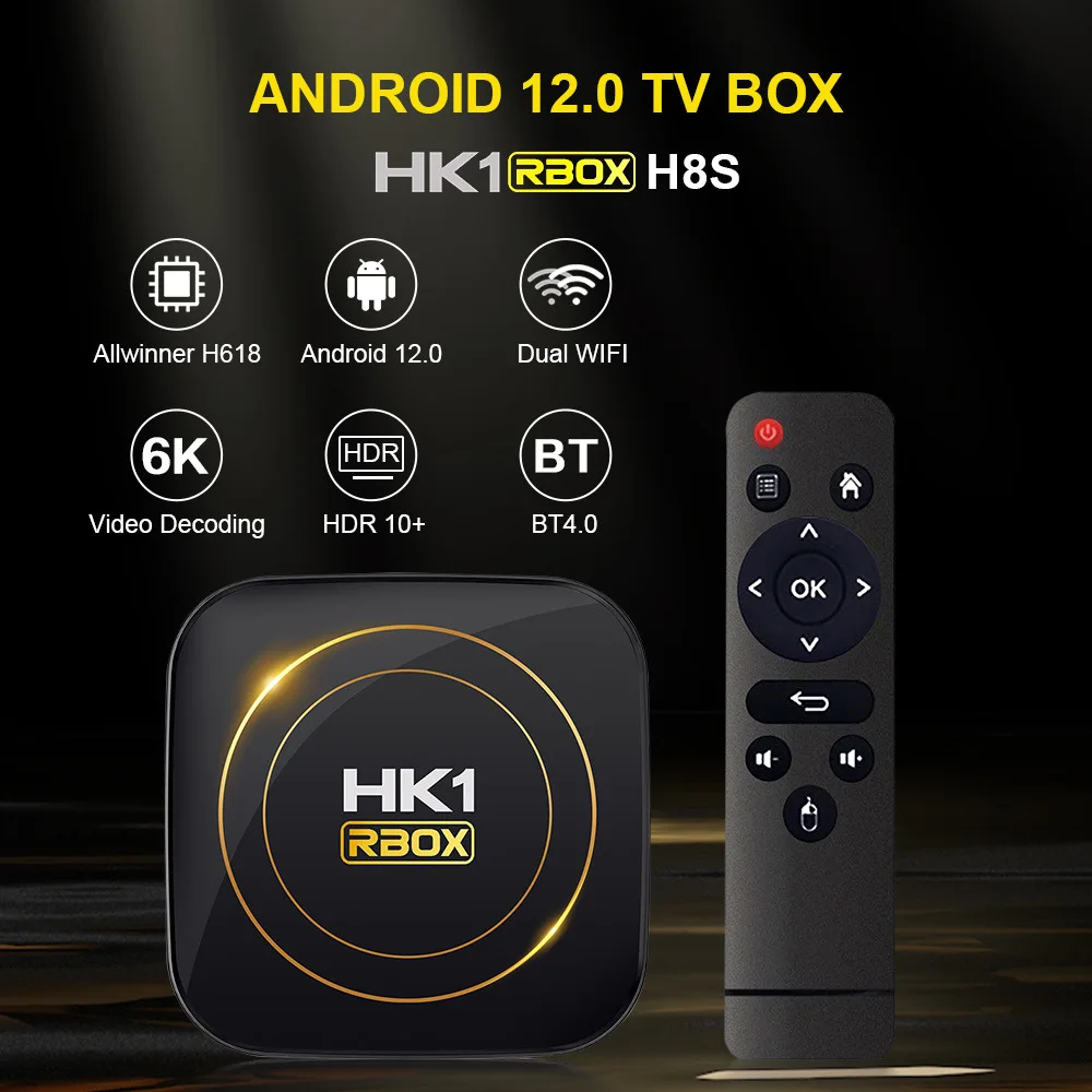 Hk1 rbox h8s TV box H618 Android 12.0 4GB/64GB HD Dual frequency  WIFI BT4 TV box stick