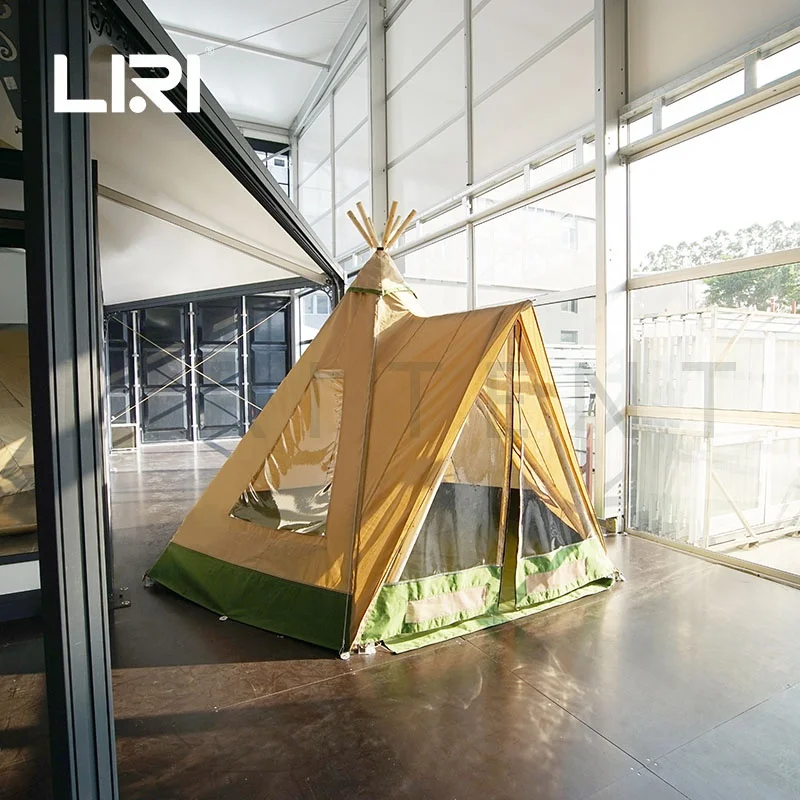 Waterproof Wood Frame Teepee Tipi Tent Heavy Duty Canvas Tent 5m with Triangular Door