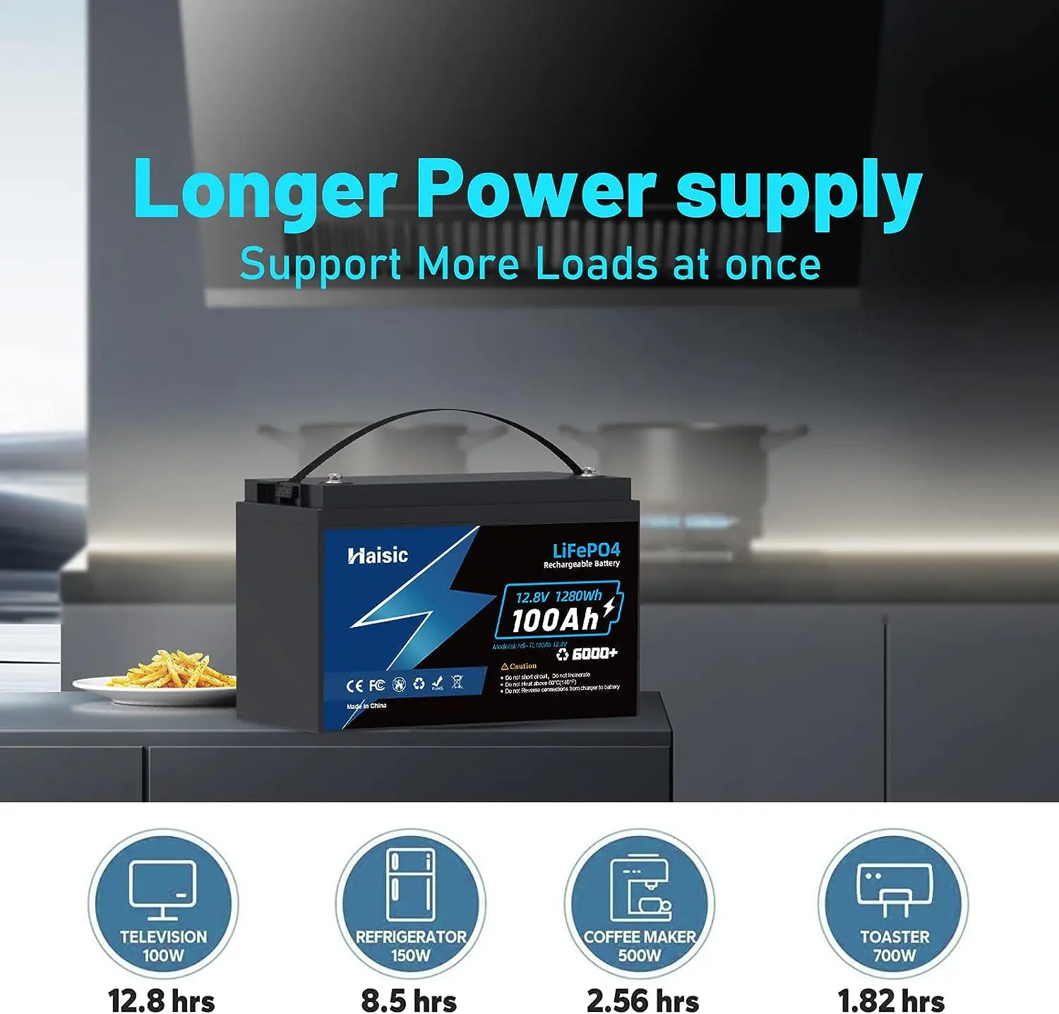 Haisic Deep Cycle fotovoltaic battery 6000 Cycles 12v 100ah Lifepo4 Battery 12v 100ah Camping