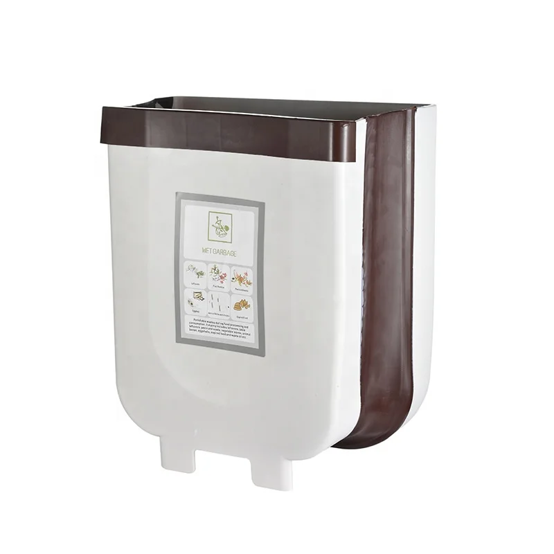 Plastic collapsible rubbish bin kitchen wall mounted trash can cabinet door foldable hanging trash bin