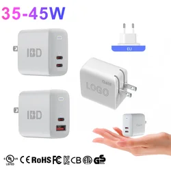 Portable GaN Usb Type c Qc3.0 Mobile Phone Laptop Mini 40w 45w Pd Dual 45 w Eu Us Pd45w 35w Wall Charger For Samsung Macbook