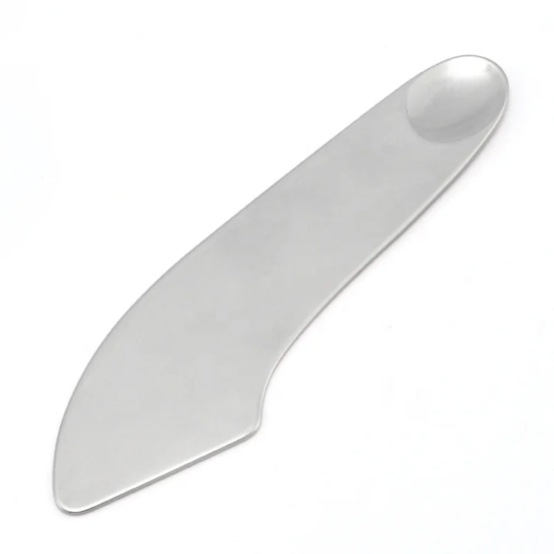 Custom logo Mixing Color Spatula Tongs Heart-Shaped Stainless Steel Scoop Polished Palette Makeup Foundation Spatula With PU Bag