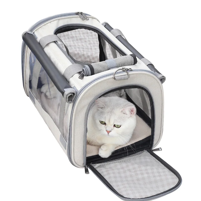 Airline Approved Foldable Pet Travel Carrier Medium Large Cat Dog Removable Soft Edge Fashionable Print Nylon Pet Carrier Bag
