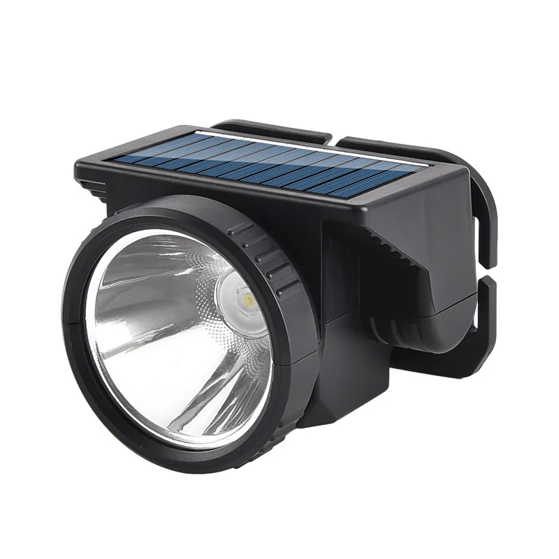 Dual light source cob flood solar panel headlamp usb rechargeable led head lamp torch headlamp