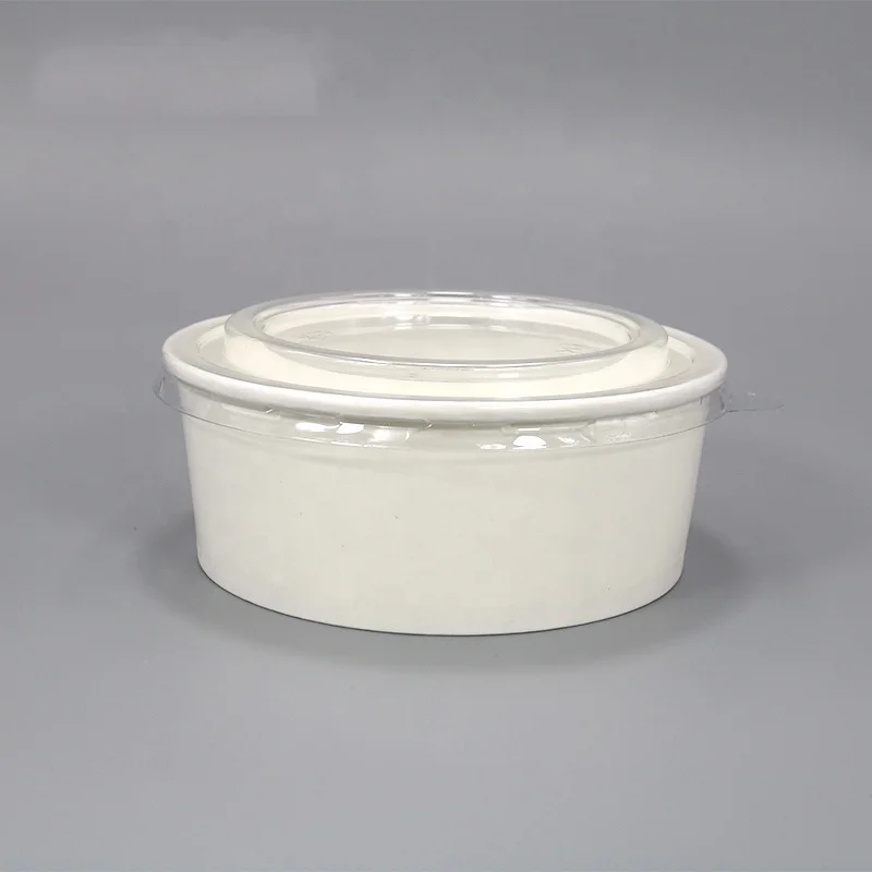 Wholesale round salad container disposable paper food packaging rice paper water bowl white paper bowl for sale