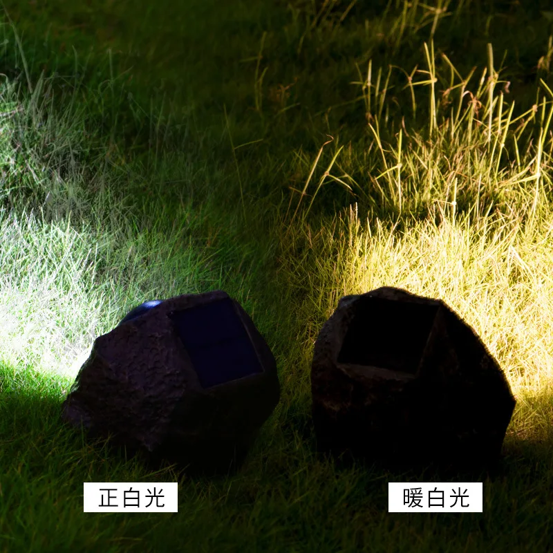 Led Solar Powered Poly-resin Stone Garden Yard Decoration Flood Spot Light Outdoor Rock Lights Spotlights