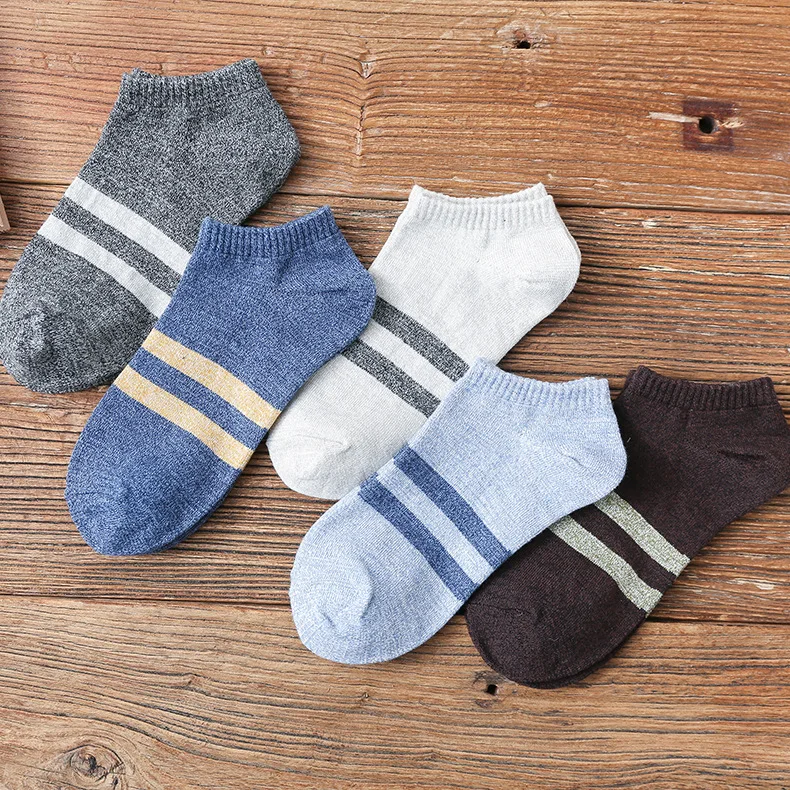 Spring Summer Classic All-match Stripes Short Boat Socks Cotton Sweat-Absorbent Casual Men Socks