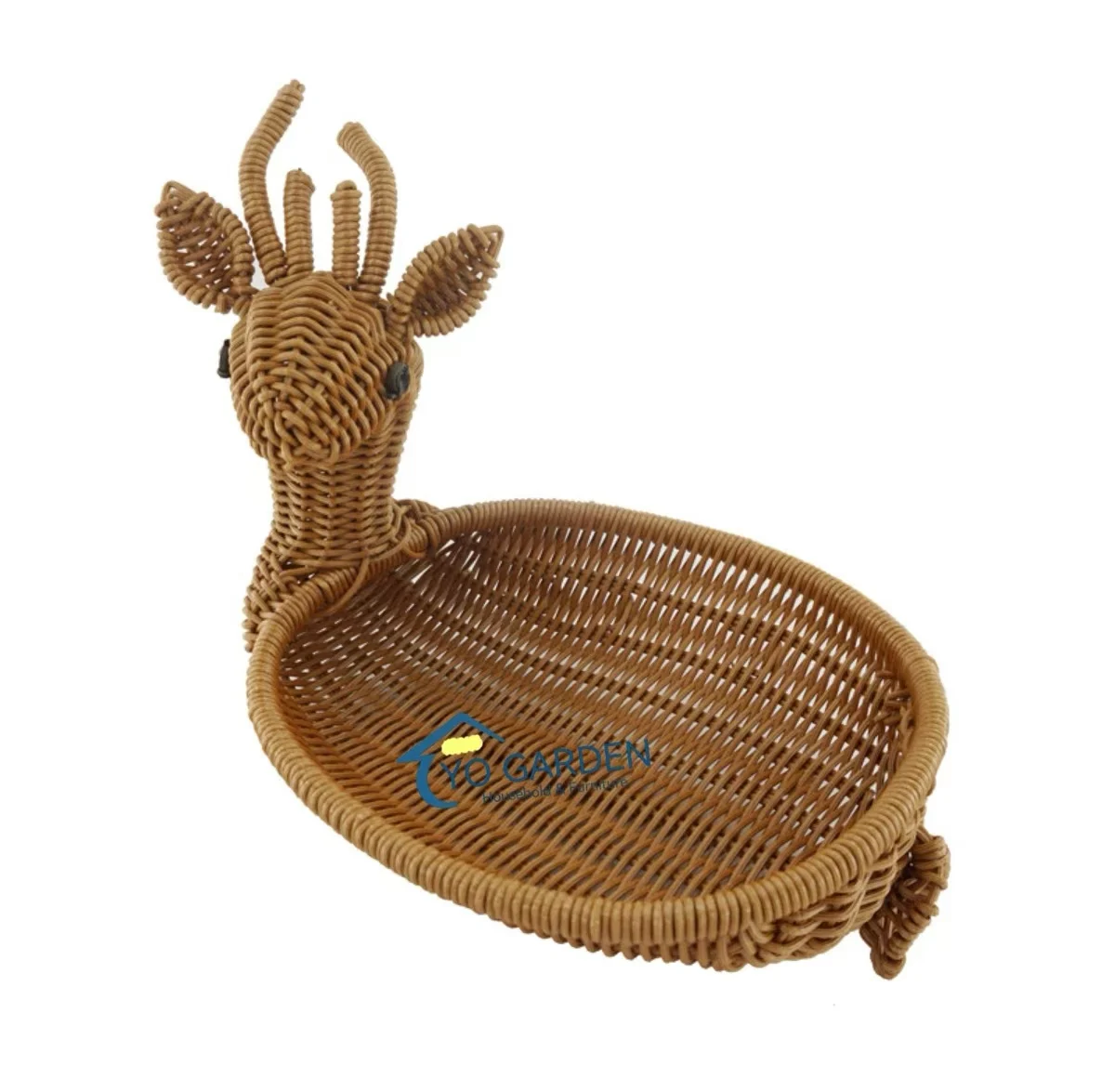 Customized Vintage Handmade Animal Modeling Plastic Rattan Woven Wicker Oval Basket Fruit Food Gift Storage Basket Desktop Tray