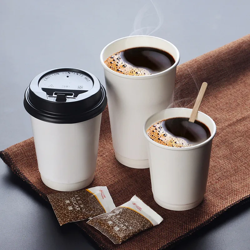 double wall coffee glass  cups 8 oz  14 oz 16 oz for take away beverage package for hot drink cups in stock