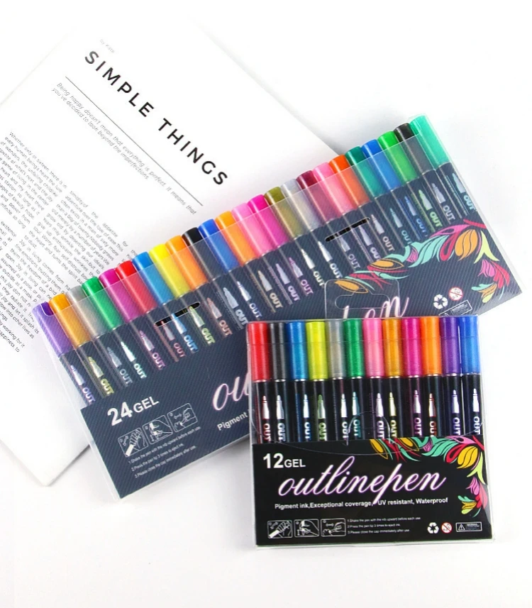 8/12/24 красочный двухлинейный контурный маркер DIY Doodle Painting Marker