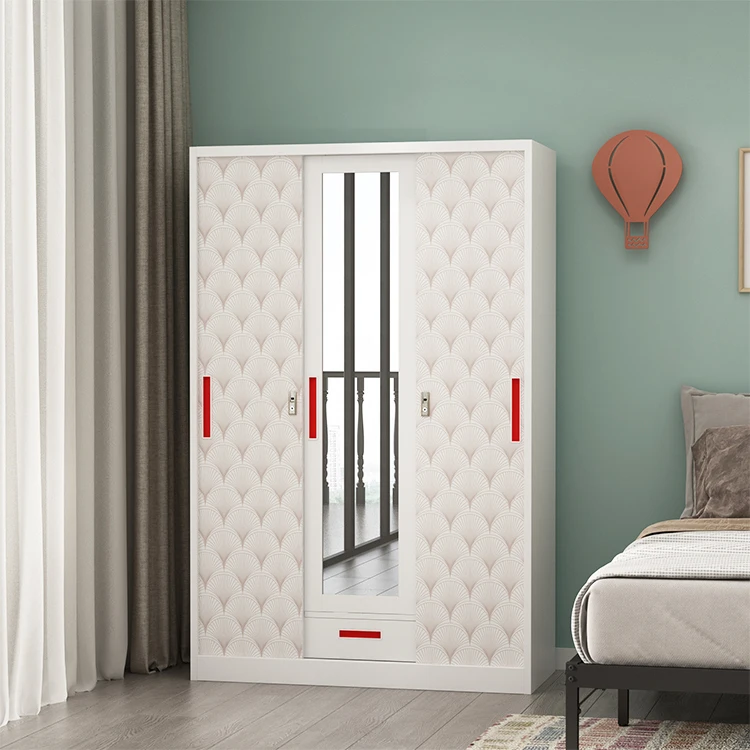 Household Double Door Small Closet Cabinet With Lock Steel Wardrobe Cabinet metal bedroom locker cabinets
