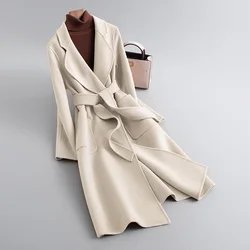 New Arrival Winter Long Jacket Genuine Wool Cashmere Women Coat