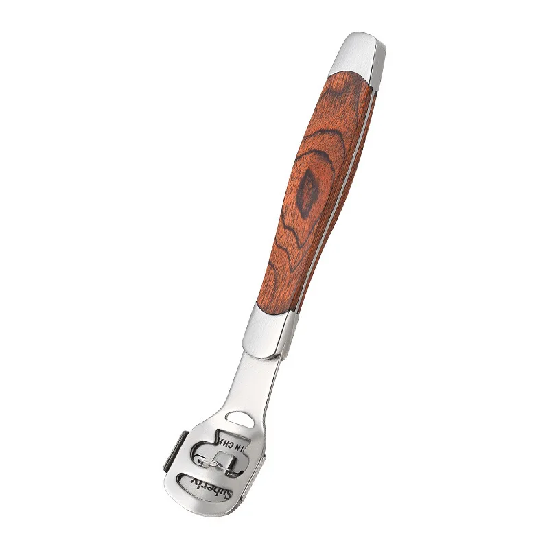 2024 Hot Selling Wood Grain Foot Care Tools Stainless Steel Dead Skin Callus Remover Planer Shaver Foot Tools