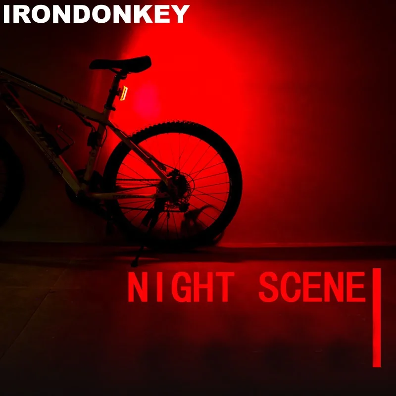 IRONDONKEY ABS USB Charging Bicycle Tail Lights Rainproof Night Running Cycling Equipment Accessories Long Endurance Rear