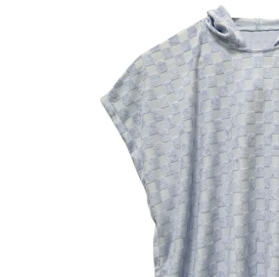 Hot sale Terry cotton Checkerboard Poncho with Buttons Toddler Hooded Cloak for Beach Swimming