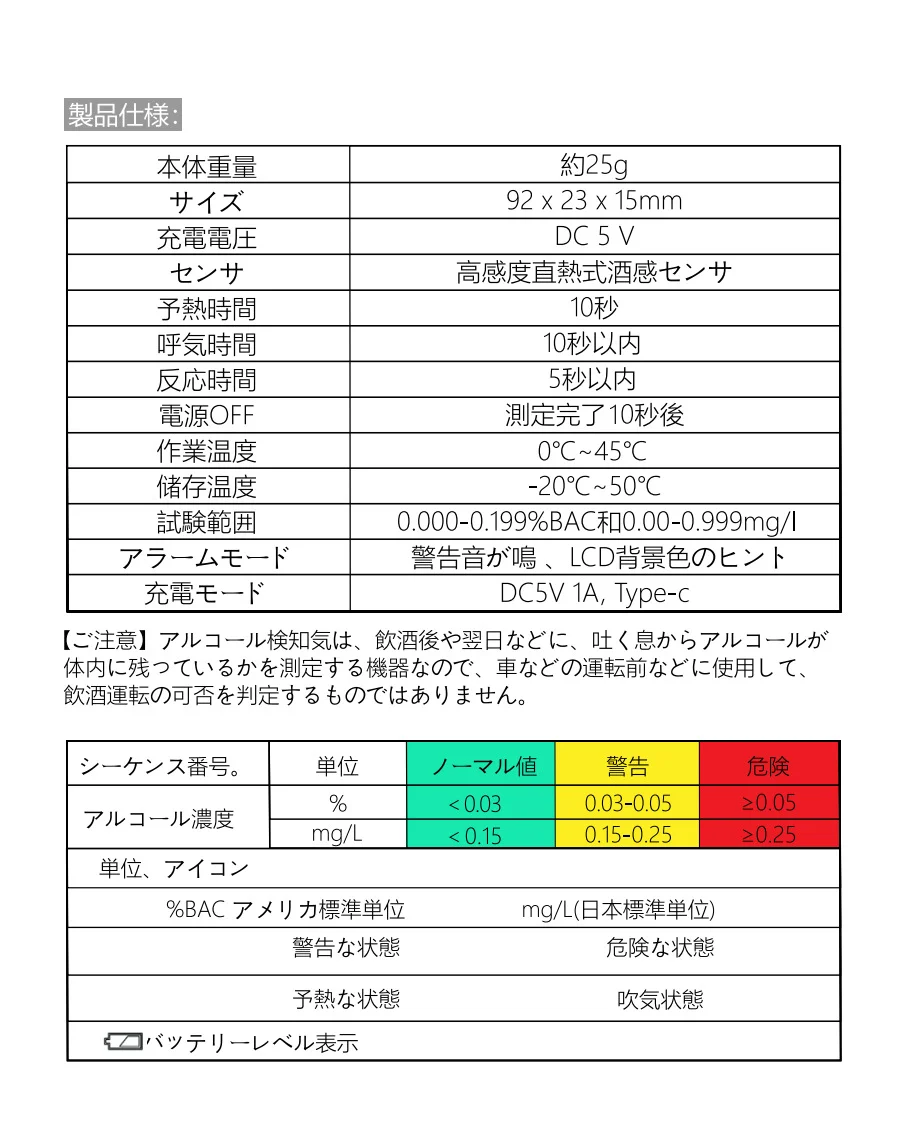 Professional Grade High Accuracy Color Digital Breath Alcohol Tester Breathalyzer