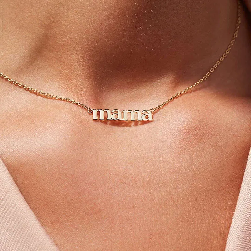 Direct factory Low price Jewelry 18K Gold Plated Stainless Steel Mama Necklace Pendant Necklace Wholesale Gift Customize Jewelry