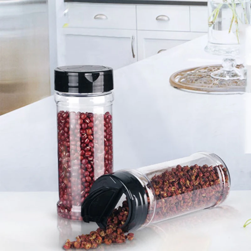 Honest Suppliers 170ML PET Round Shape Spice Bottle Salt Pepper Shaker Seasoning Container With Butterfly Cap