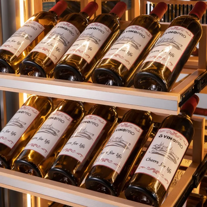 Vinopro Single Zone Electric Compressor Wine Cooler 800L 112 Bottles  Glass Door Household Wine Fridge 3 Shelf for options
